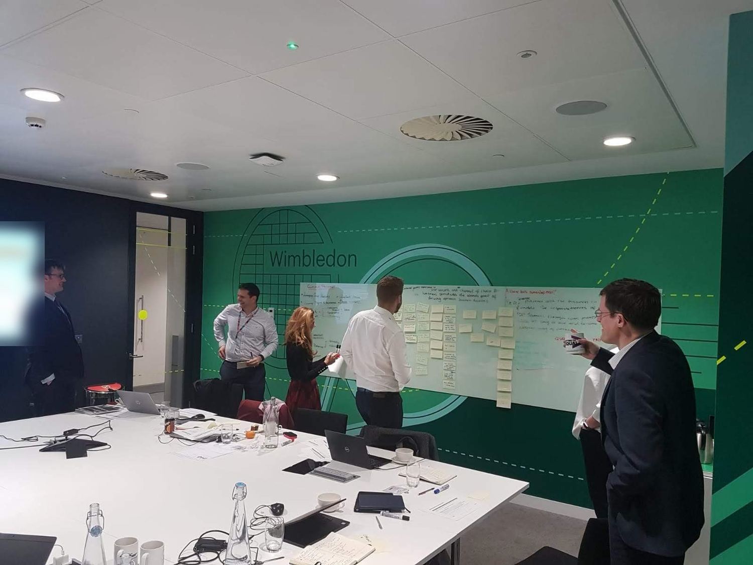 Amanda working with a leadership team at a planning wall